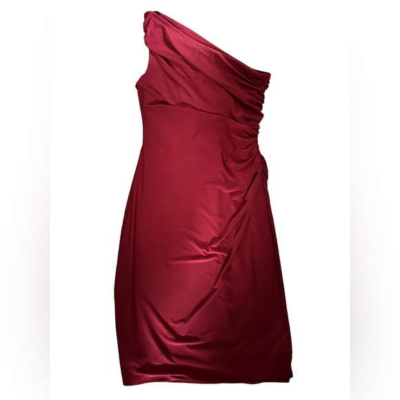 Ralph Lauren Elegant One Shoulder Slimming Dress Fall Wedding Cocktail RN41381 - Picture 3 of 13